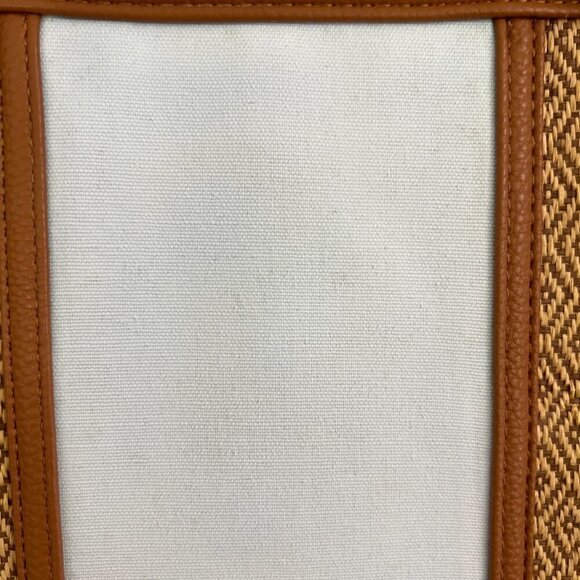 Thirty-One Little Dreamer Natural Straw Light Blue Middle Stripe Summer Tote Bag - Picture 14 of 15